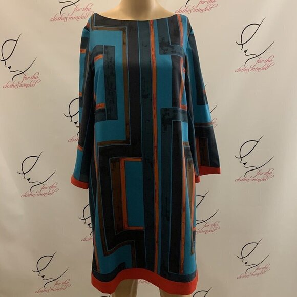 Eliza J. Sz 8. Lined Full Back Zip Shift Sheath Dress. Contrasting Band. B56 - Picture 1 of 10